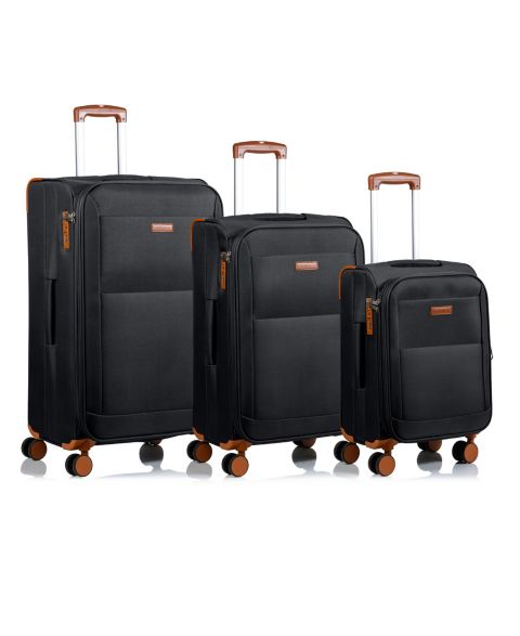 Чемоданы CHAMPS Classic 3 Piece Softside Luggage Set, цвет: Чёрный