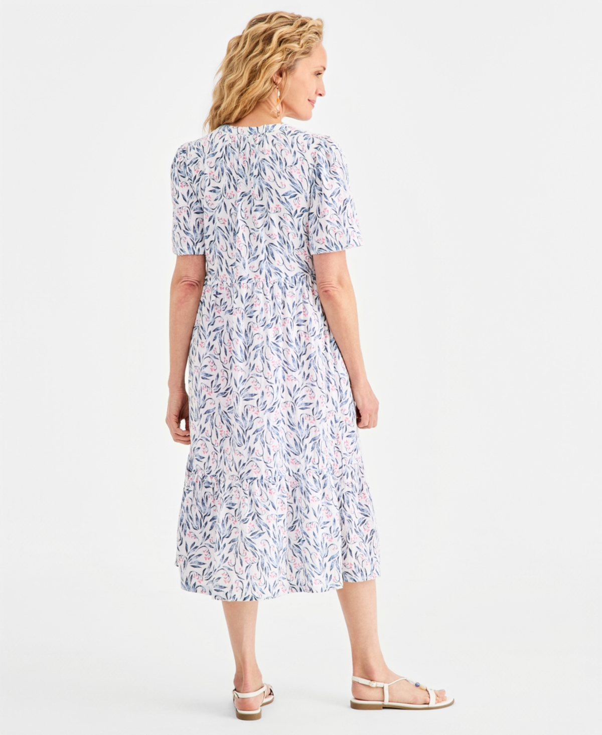 Style & Co Women's Printed Cotton Gauze Tiered Button-Front Midi Dress, Macy's Exclusive