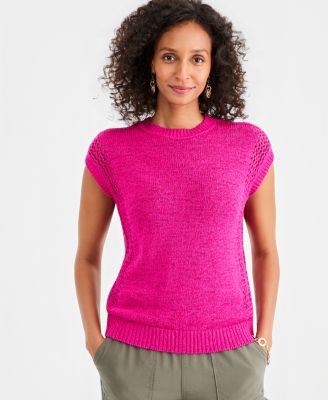 Women's Mixed-Stitch Dolman-Sleeve Sweater
