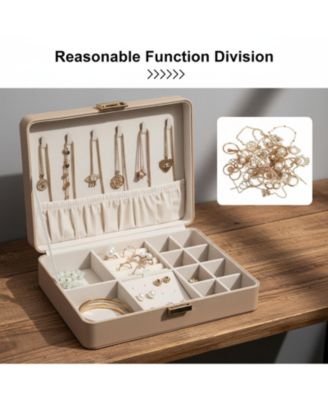 Leather Jewelry Box Elegant Small Chest Necklace Ring Earring Storage Portable Travel Home Use