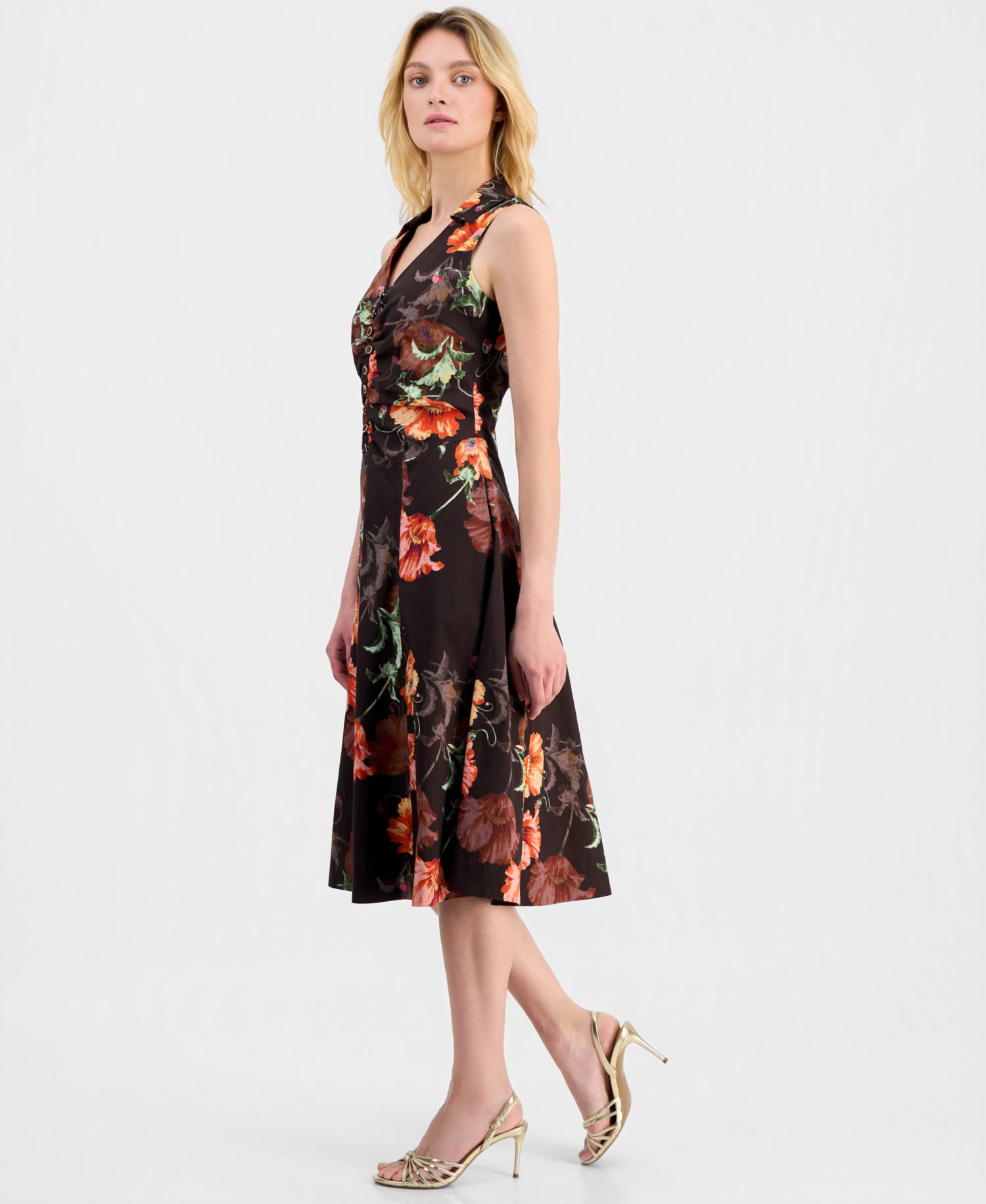 Women's Ruched-Front Sleeveless Dress