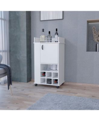 Bar Cart with 2 Cabinets with Casters Finish