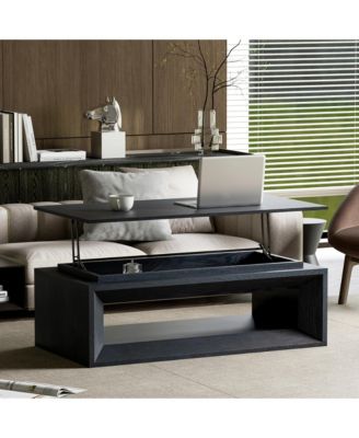 Modern Lift-Top Coffee Table 43.3 Inches, Multi-Functional Rectangle Table with Height Adjustment and Storage Compartment for Living Room