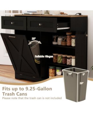 39.5 x 36 in Tilt-Out Trash Can Cabinet with Built-In Outlets and Adjustable Shelves