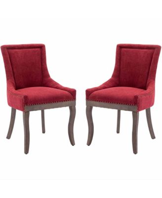 Extra Large Side Dining Chairs Set of 2, Fabric Upholstered Kitchen Chairs with Nail Head Decoration and Solid Wood Legs for Dining Room