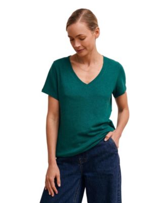 Women's Relaxed V-Neck Linen Blend T-Shirt