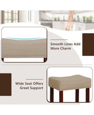 Set of 4 Bar Stools Bar Height Saddle Kitchen Chairs with Wooden Legs