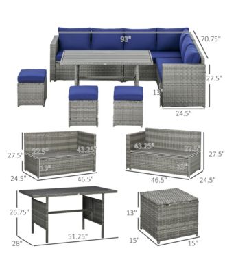 Wicker Furniture Set, Sectional Sofa w/ Loveseats and Chairs,