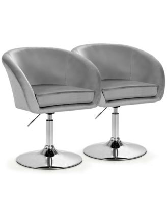 Set of 2 Modern Velvet Chair Height Adjustable Bar Stool Swivel