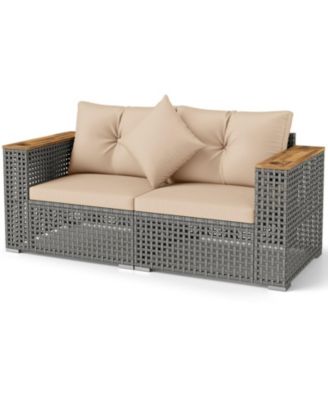 2-Piece Patio Corner Sofa Set with Thick Cushions