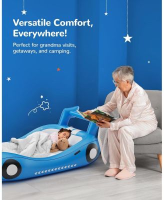 Inflatable Toddler Travel Bed with Sides, Portable Toddler Air Mattress for Travel and Home Use, Hand Pump Included