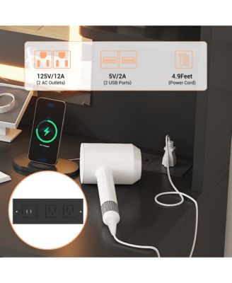  Modern Vanity Desk with LED Lighted Mirror - 3-Color Dimmable Lighting, USB Charging Station, Hidden Jewelry Cabinet, Drawers and Shelves