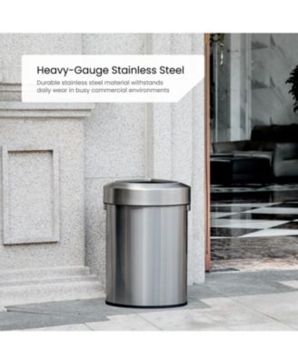 16 Gallon Stainless Steel Open Top Trash Can with Triangular Corner Design