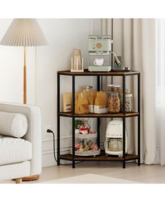 Corner Printer Stand 3-Tier with Charging Station