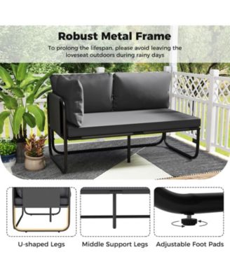 Patio Loveseat Sofa with Removable Pillows and Seat Cushion