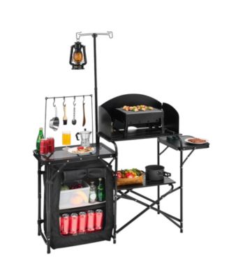 Portable Aluminum Camping Kitchen Table With Storage for BBQ and Picnic