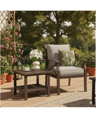 19" Square Metal Outdoor Side Table, 2-Tier Patio End Table