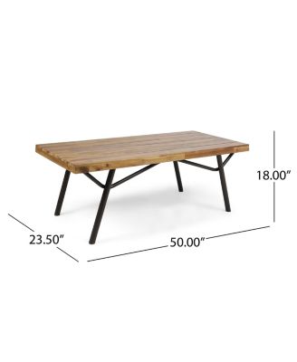 Outdoor Coffee Table - Wood with Rustic Metal Legs