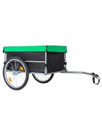 Foldable Bike Cargo Trailer, Heavy Duty Bicycle Wagon Cart with 20'' Wheels, Removable Cover, 120 lbs Capacity for Luggage, Groceries