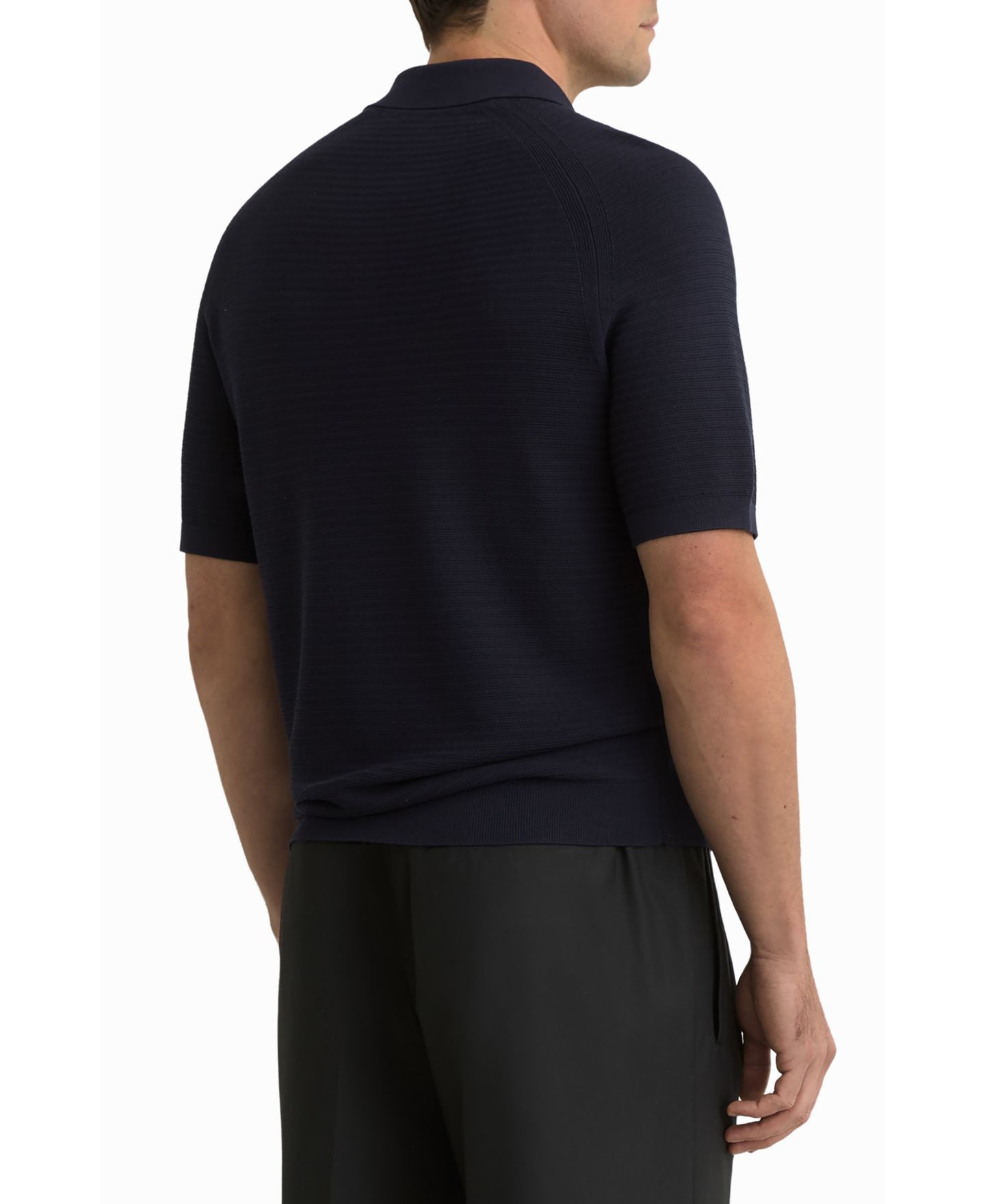 Мужское поло REISS Estate Textured-Knit Half-Zip Polo Shirt, цвет: Тёмно-синий — фото 3