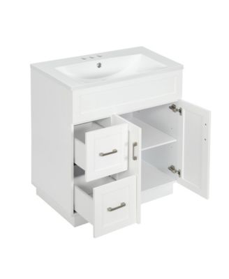 30 Inch Bathroom Vanity with 2 Doors 2 Drawers Adjustable Shelf Hidden Damping Slides and Hinges Modern Storage Cabinet
