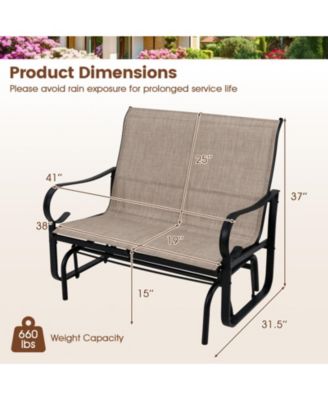 2-Person Outdoor Glider Bench with High Backrest and Metal Frame