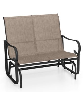 2-Person Outdoor Glider Bench with High Backrest and Metal Frame