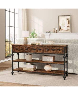 53" 3-Tier 3-Drawer Console Sofa Table (Hallway/Living Room)