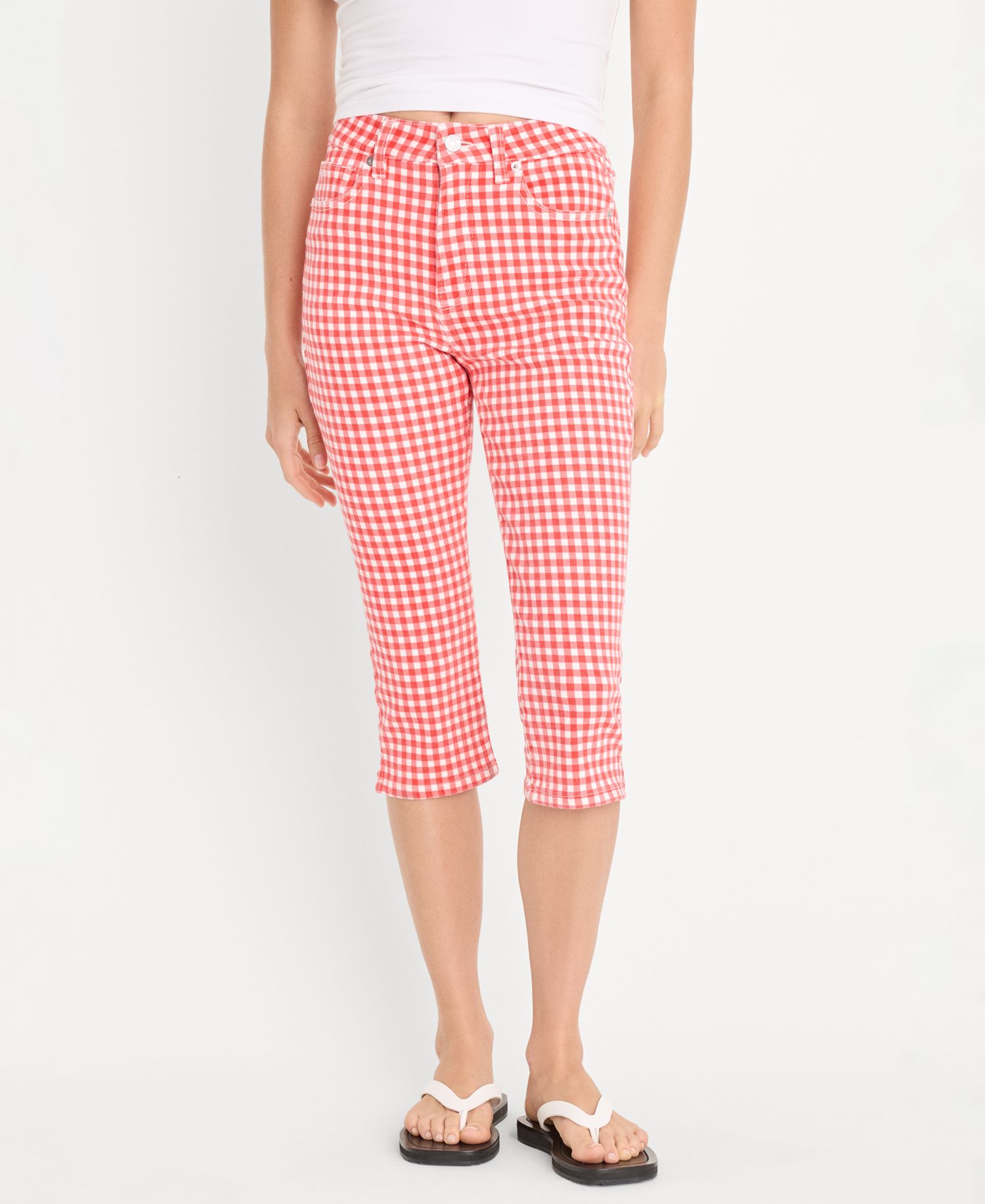 Women's Gingham Capris Pants