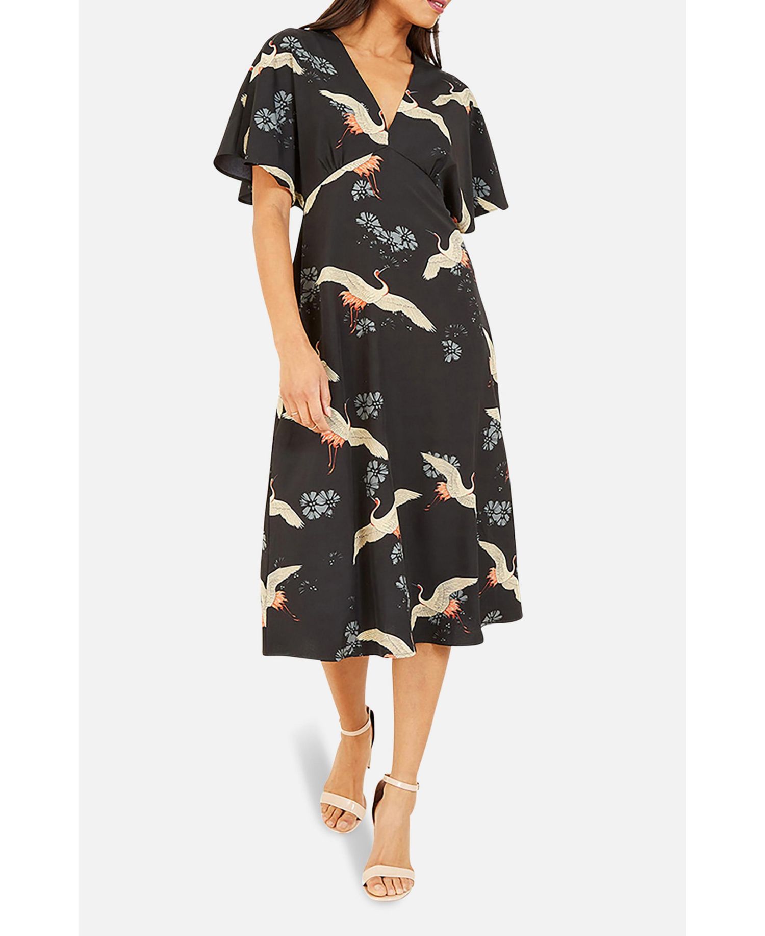 Women's Short Sleeve V-Neck Midi Dress