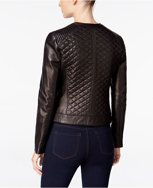 Cole Haan Quilted Leather Jacket & Reviews - Coats - Women - Macy's