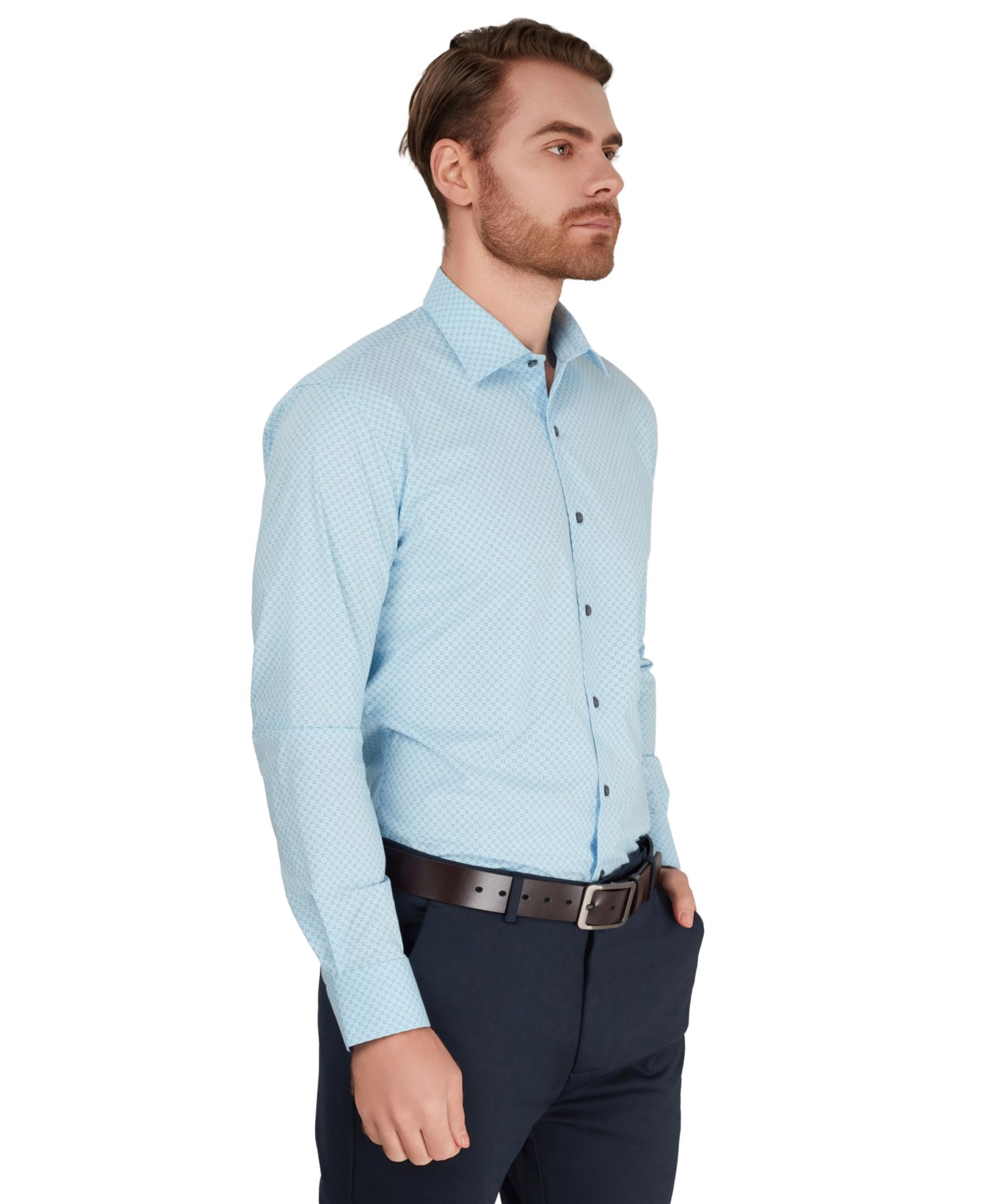 Мужская рубашка Alfani Geometric Print Slim-Fit Dress Shirt, цвет: Синий — фото 3