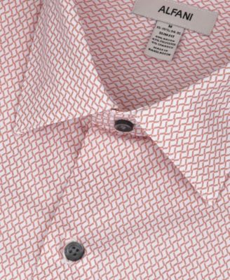 Men's Geometric Pattern Spread-Collar Dress Shirt