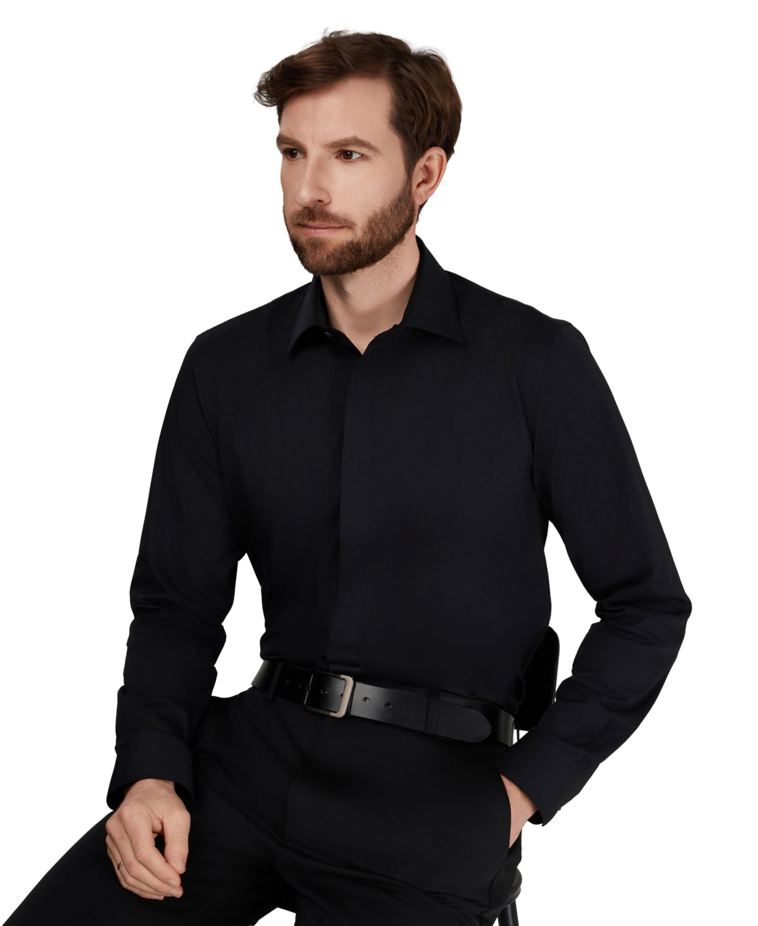 Men's Slim-Fit Spread-Collar Shirt