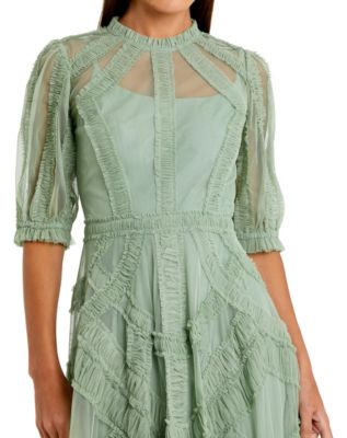 long sleeve formal wedding guest dresses with sleeves Shiny Chiffon Wholesale Wedding Guest Dresses Leaf with Long Sleeve main image 0