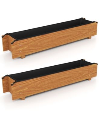 2PCS Wooden Raised Garden Bed w/ Drainage Holes Liner for Vegetable Flower Herb