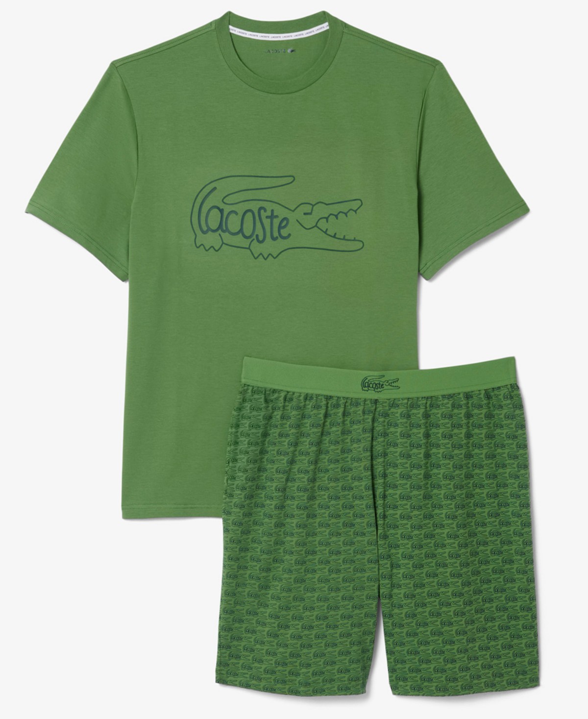 Мужские Lacoste Men's Short-Sleeve T-Shirt and Pajama Shorts, 2-Piece Set — фото 5