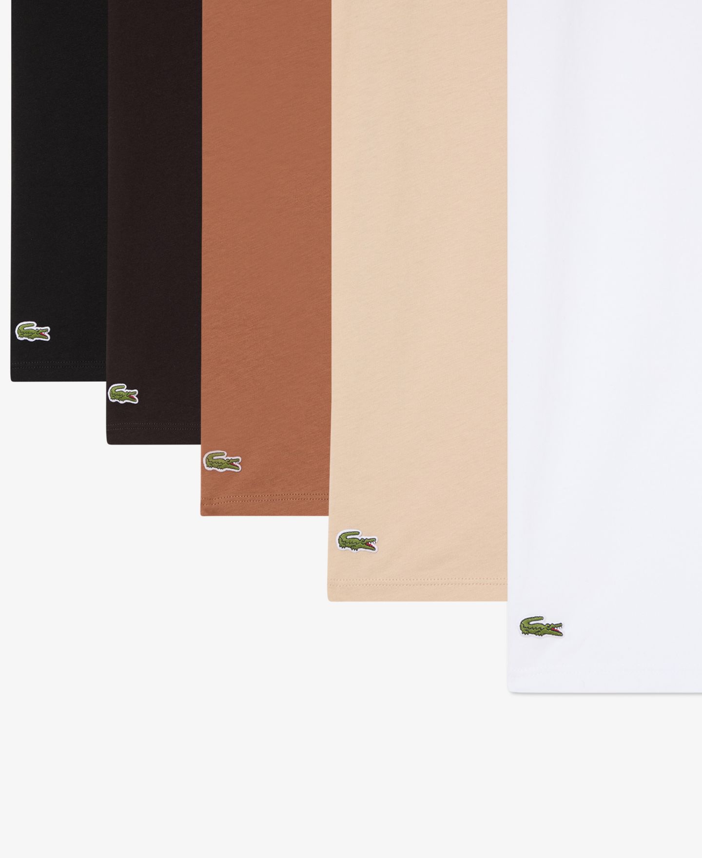 Мужская приталенная нательная свитшоты Lacoste с круглым вырезом, набор из 5 шт, цвет: Чёрный / Пекан — фото 9