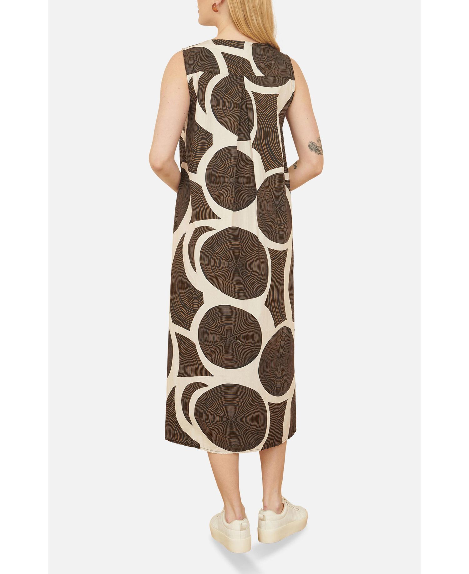 Women's Sleeveless V-Neck Trapeze Midi Dress
