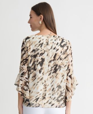 Women's Printed Flared-Cuff Blouse