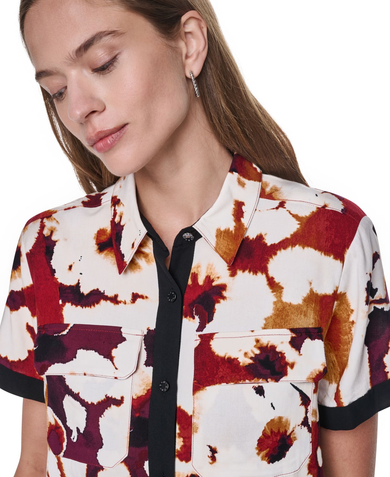 Women's Printed Short-Sleeve Camp Shirt