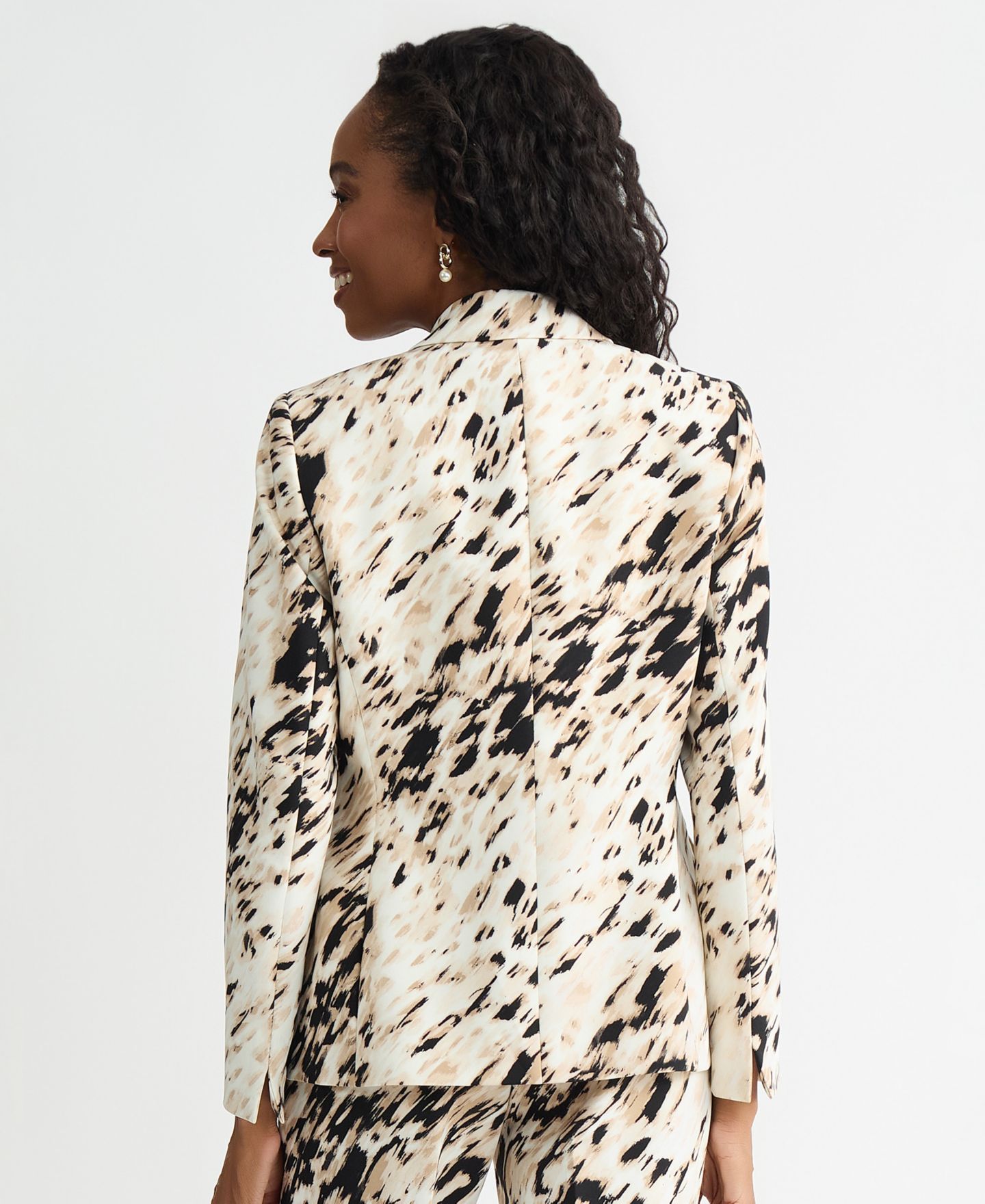Женский пиджак Kasper Animal-Print One-Button Blazer, цвет: Разноцветный — фото 5