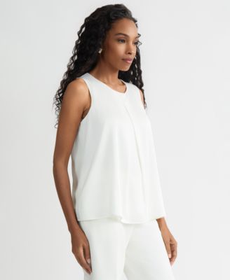 Women's Sleeveless Pleated Satin Top