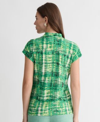 Women's Printed V-Neck Cap-Sleeve Top