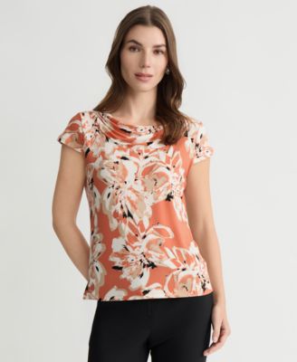 Women's Cowl-Neck Cap-Sleeve Top