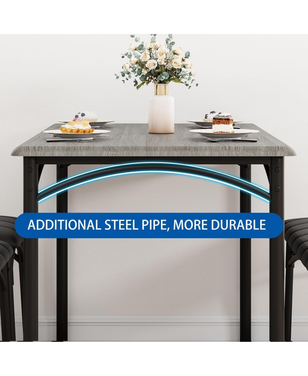 gaomon 2-Piece Wooden Dining Set with Upholstered Chairs, Square Kitchen Table for Small Spaces and Apartments