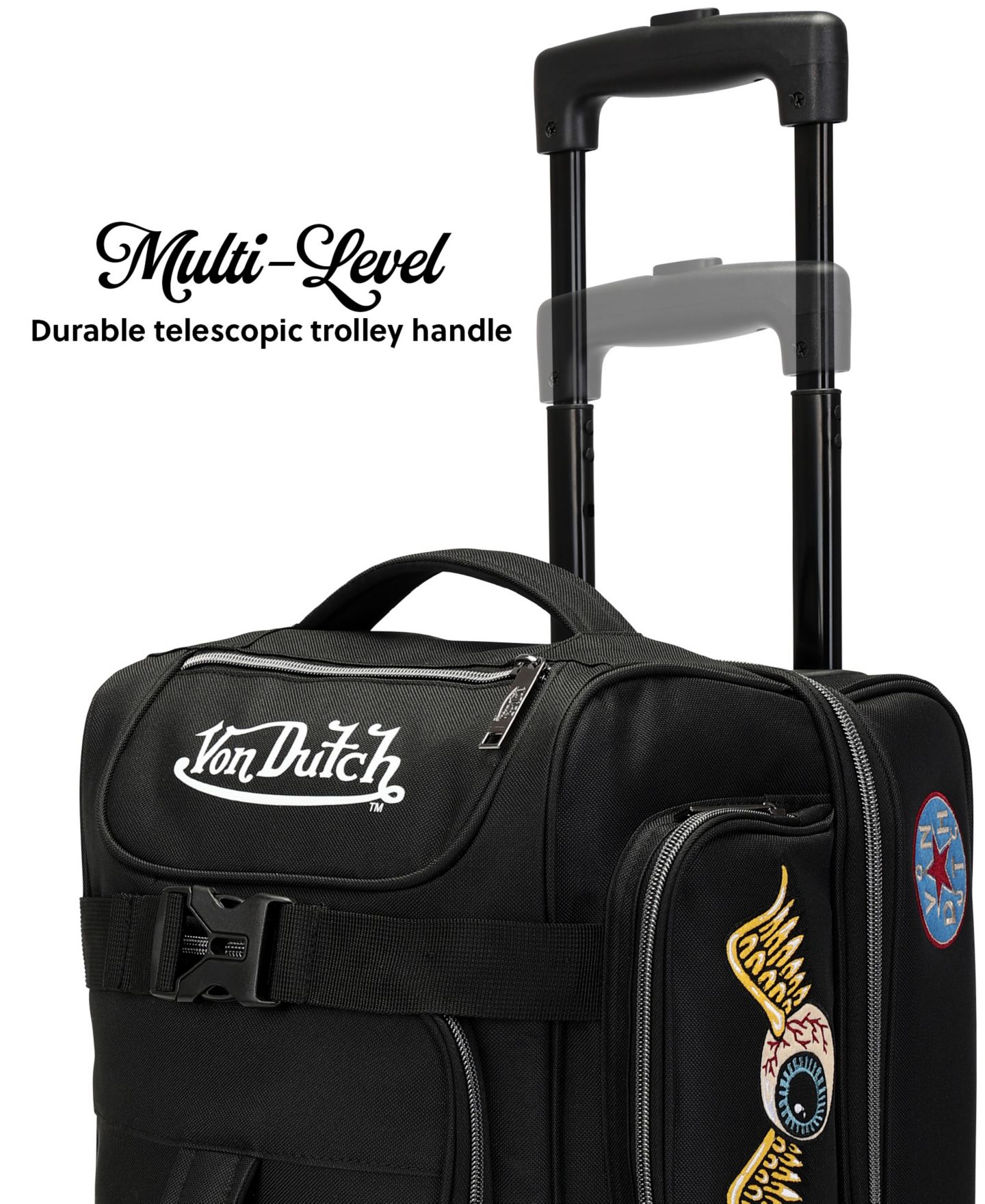Сумка Von Dutch Signature Patch 28" Checked Rolling Duffel — фото 3