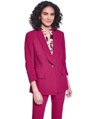 Women's 3/4-Sleeve Shoulder Padded One-Button Jacket