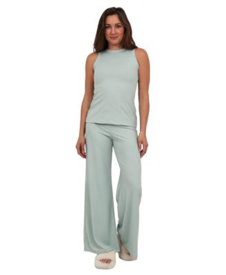 Women's Ribbed Knit Tank Top and Wide-Leg Pant Set