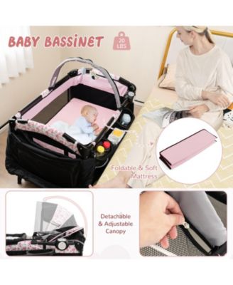 Baby Portable 4-in-1 Pack and Play Nursery Center with Bassinet and Canopy
